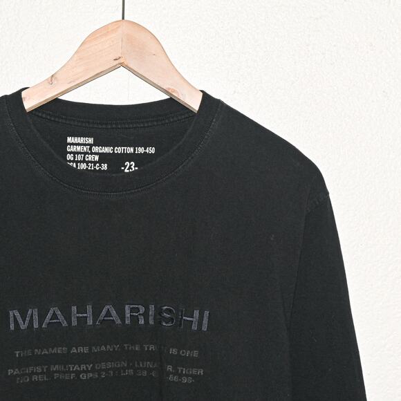 Maharishi Logo Embroidered Long Sleeve T-Shirt in Black Size Large - Picture 4 of 7
